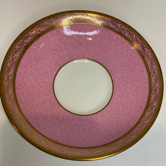 Vtg Aynsley Hand Painted Teacup and Saucer Pink Rose Pink Marble Like Gold Trim - Picture 5 of 10